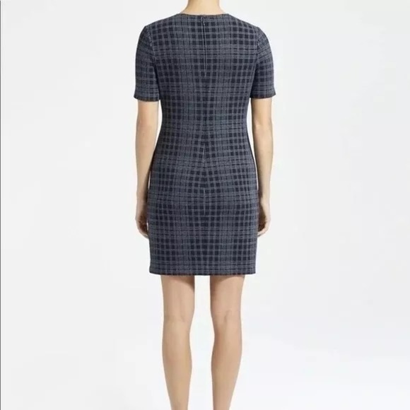Theory Rijik Dress Black Plaid Structured Knit Shift 4 dark academia old money - Picture 3 of 8